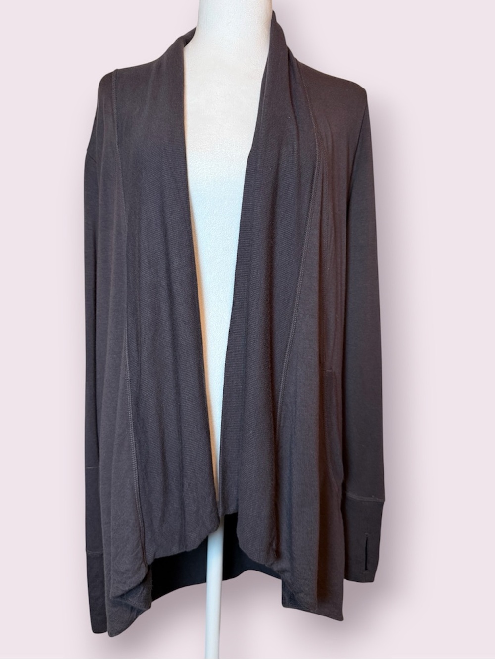 Athleta Longline Open Front Cardigan Sweater with Thumbholes Gray Size XS